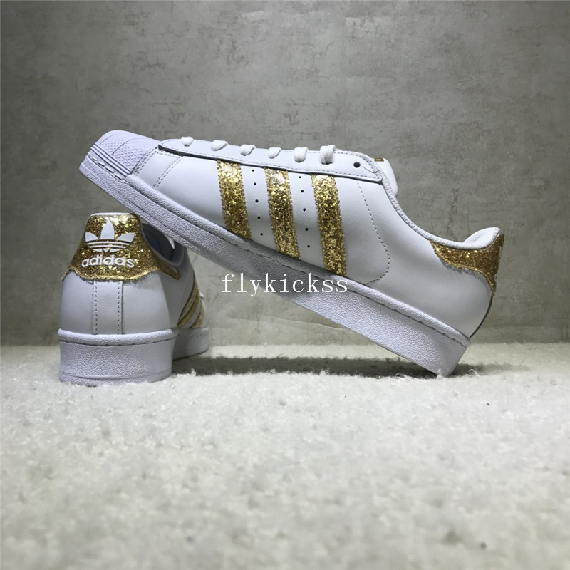 Adidas Superstar White Golden Strips S76924